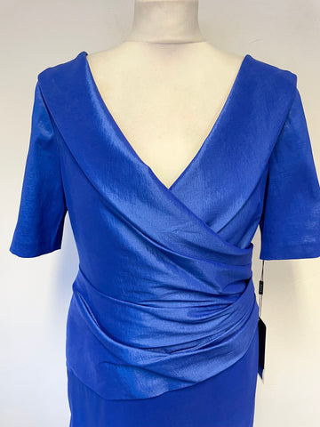 BRAND NEW ISPIRATO INDIGO BLUE SHORT SLEEVED SPECIAL OCCASION DRESS SIZE 14