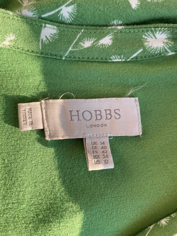 HOBBS GREEN & WHITE FLORAL PRINT SHORT SLEEVE TIERED MIDI DRESS SIZE 14