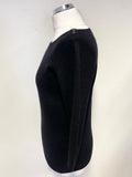 PURE COLLECTION 100% CASHMERE BLACK 3/4 SLEEVE JUMPER SIZE 10
