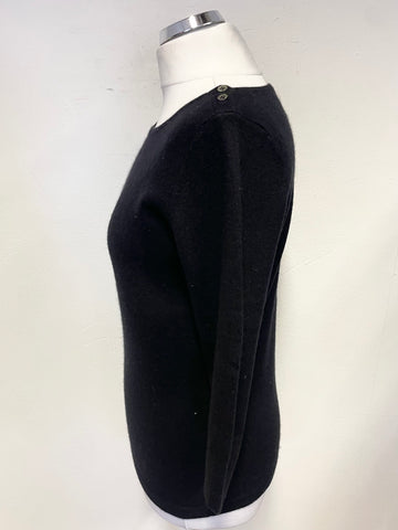 PURE COLLECTION 100% CASHMERE BLACK 3/4 SLEEVE JUMPER SIZE 10