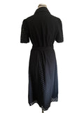 MARKS & SPENCER BLACK BRODIERE ANGLAISE BELTED SHIRT DRESS SIZE 8