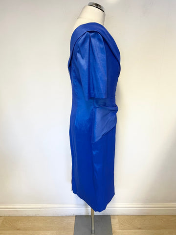 BRAND NEW ISPIRATO INDIGO BLUE SHORT SLEEVED SPECIAL OCCASION DRESS SIZE 14