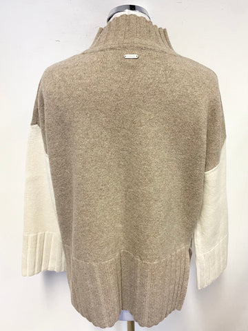 BARBOUR CECILIA KNIT COLOUR BLOCK WOOL BLEND LONG SLEEVED JUMPER SIZE 8