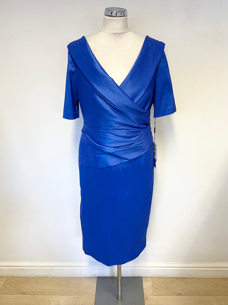 BRAND NEW ISPIRATO INDIGO BLUE SHORT SLEEVED SPECIAL OCCASION DRESS SIZE 14