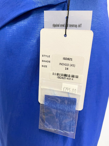 BRAND NEW ISPIRATO INDIGO BLUE SHORT SLEEVED SPECIAL OCCASION DRESS SIZE 14