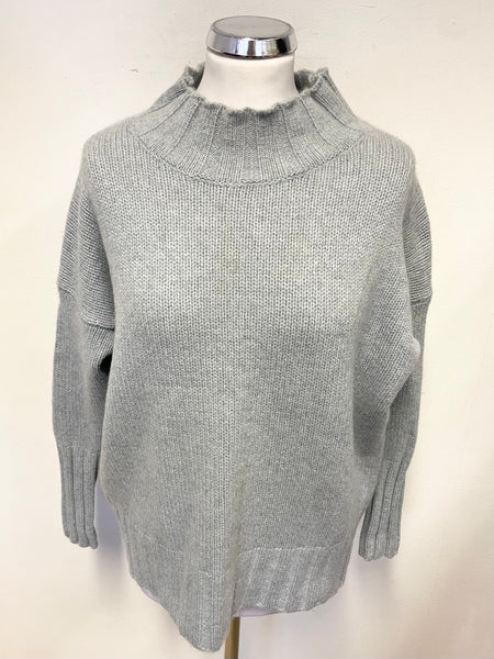 360 CASHMERE PALE BLUE RELAXED FIT LONG SLEEVED JUMPER SIZE S