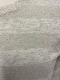 THE WHITE COMPANY GREY & SILVER METALLIC STRIPE LONG SLEEVED JUMPER SIZE 8