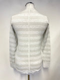 THE WHITE COMPANY GREY & SILVER METALLIC STRIPE LONG SLEEVED JUMPER SIZE 8