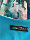 MADE IN ITALY SILK MIX TURQUOISE PRINT SHORT SLEEVE WRAP STYLE DRESS ONE SIZE FIT UP TO APPROX 16