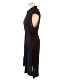 POUR MOI BLACK BUTTON THROUGH SLEEVELESS BELTED MIDI DRESS SIZE 14