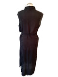POUR MOI BLACK BUTTON THROUGH SLEEVELESS BELTED MIDI DRESS SIZE 14