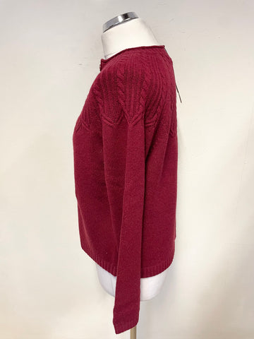BRAND NEW SEASALT SAND SONG DARK RED CABLE TRIM LONG SLEEVED CARDIGAN SIZE 10