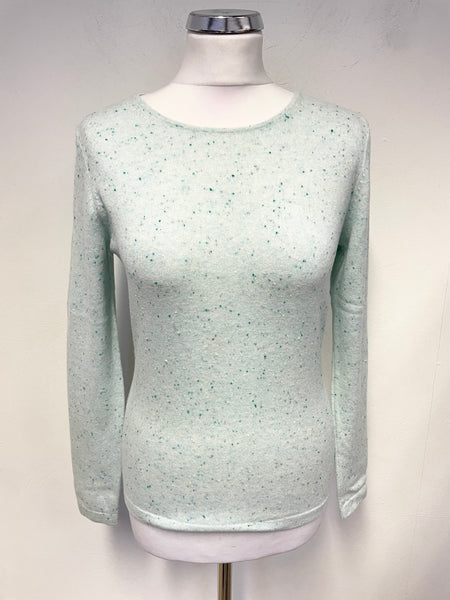 PURE COLLECTION 100% CASHMERE MINT GREEN FLECK LONG SLEEVE JUMPER SIZE 12