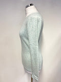 PURE COLLECTION 100% CASHMERE MINT GREEN FLECK LONG SLEEVE JUMPER SIZE 12