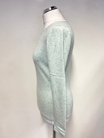 PURE COLLECTION 100% CASHMERE MINT GREEN FLECK LONG SLEEVE JUMPER SIZE 12