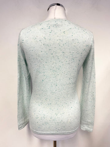 PURE COLLECTION 100% CASHMERE MINT GREEN FLECK LONG SLEEVE JUMPER SIZE 12