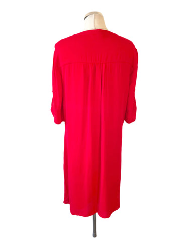 SOSANDER RED V NECK SHORT SLEEVED DRESS SIZE 14
