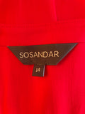 SOSANDER RED V NECK SHORT SLEEVED DRESS SIZE 14