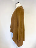 KIMIKA BROWN SUEDETTE WATERFALL FRONT LONG SLEEVED JACKET SIZE S