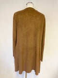 KIMIKA BROWN SUEDETTE WATERFALL FRONT LONG SLEEVED JACKET SIZE S