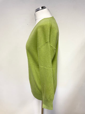MARKS & SPENCER AUTOGRAPH 100% CASHMERE LIGHT GREEN LONG SLEEVED JUMPER SIZE S