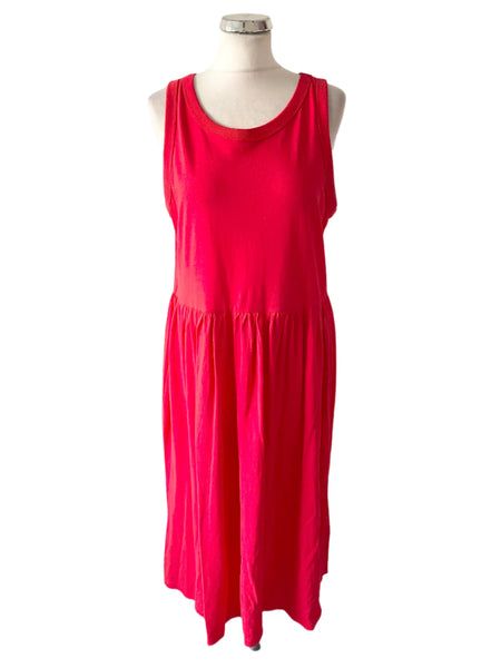 OVS RED SCOOP NECK SLEEVELESS MIDI DRESS SIZE L