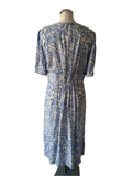 NOBODY’S CHILD BLUE & WHITE PRINT SHORT SLEEVE MIDI DRESS SIZE 14