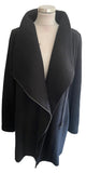 PHASE EIGHT WOOL MIX BLACK UNLINED ZIP FRONT JACKET SIZE M/L