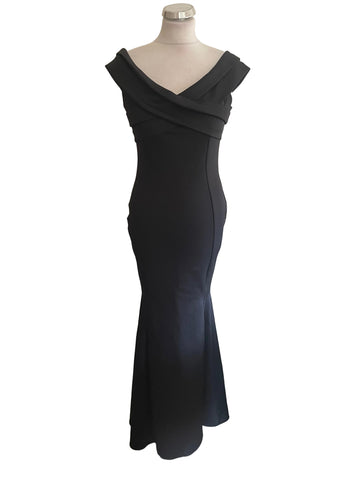 BRAND NEW WITH TAGS LIPSY BLACK SCUBA LONG EVENING DRESS SIZE 12