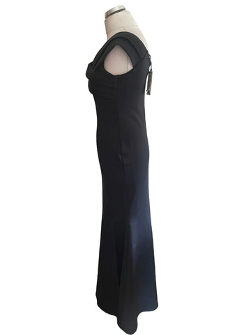 BRAND NEW WITH TAGS LIPSY BLACK SCUBA LONG EVENING DRESS SIZE 12