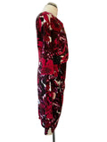 BRAND NEW NIGHTINGALES RED,PINK & PURPLES FLORAL PRINT STRETCH JERSEY DRESS  SIZE 18
