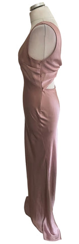 SIX STORIES DUSKY PINK SATIN OPEN BACK LONG SLIP DRESS SIZE 10