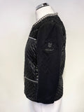 AIRFIELD BLACK QUILTED CHAIN & LACE TRIM ZIP FRONT THOUSAND JACKET SIZE UK 10