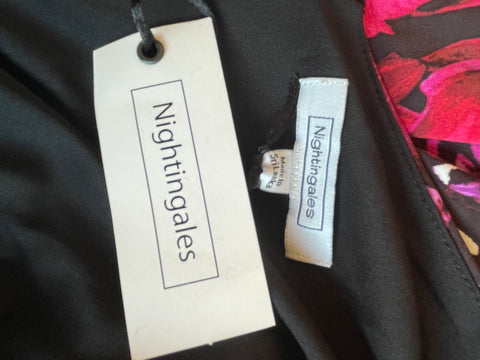 BRAND NEW NIGHTINGALES RED,PINK & PURPLES FLORAL PRINT STRETCH JERSEY DRESS  SIZE 18