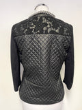 AIRFIELD BLACK QUILTED CHAIN & LACE TRIM ZIP FRONT THOUSAND JACKET SIZE UK 10