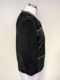 AIRFIELD BLACK QUILTED CHAIN & LACE TRIM ZIP FRONT THOUSAND JACKET SIZE UK 10
