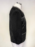 AIRFIELD BLACK QUILTED CHAIN & LACE TRIM ZIP FRONT THOUSAND JACKET SIZE UK 10