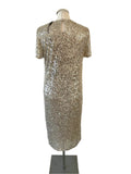 BRAND NEW LATTE SILVER SEQUINNED BEIGE SHORT SLEEVED SHIFT DRESS  SIZE L