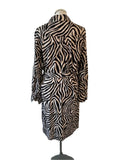 OUI BLACK & BEIGE ZEBRA PRINT LONG SLEEVED BELTED MIDI SHIRT DRESS  SIZE 12