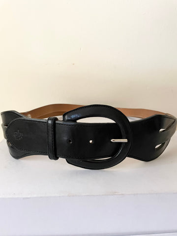 MULBERRY BLACK LEATHER CUT OUT ENTWINED BUCKLE FASTEN BELT SIZE M/L