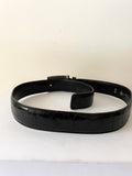 VINTAGE MULBERRY ROGER SAUL BLACK LEATHER SILVER PLATE STUD FASTEN BELT SIZE 26 INCH