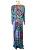 SOPHIA ALEXIS MULTI COLOURED FRILL TRIM WRAP MAXI DRESS SIZE L/XL LONG