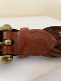 MULBERRY BROWN PLAITED LEATHER BRASS BUCKLE BELT SIZE S /26 INCH