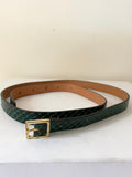 MULBERRY GREEN LEATHER SNAKESKIN GOLD BUCKLE SKINNY BELT SIZE L
