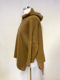MAMA B ULASSAI BROWN WOOL BLEND PULLOVER 3/4 SLEEVED HOODED TOP SIZE S
