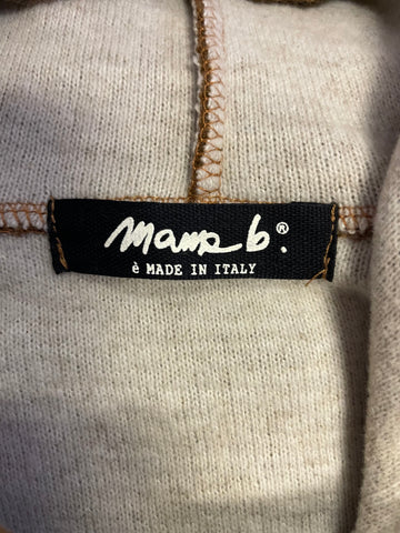 MAMA B ULASSAI BROWN WOOL BLEND PULLOVER 3/4 SLEEVED HOODED TOP SIZE S