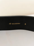 MULBERRY BLACK LEATHER POCKET & BRASS RING DETAILED TWIN BUCKLE BELT SIZE S