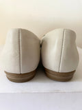 MARCO TOZZI CREAM LEATHER STUDDED FLOWER TRIM FLATS SIZE 4/37