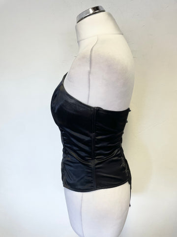 UNBRANDED BLACK LONG FISHTAIL SKIRT & STRAPLESS LACE UP CORSET TOP SIZE 8/10