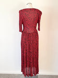 GHOST RED & BLACK PRINT SHORT SLEEVE FIT & FLARE MIDI DRESS  SIZE M